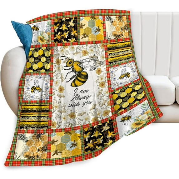 Bee Blanket Honey Bee Decor Throw Blankets Cozy Fleece Flannel Blanket Soft Warm Plush Lightweight Blanket Bees Themed Gifts for Women Men Boys Girls Adults Kids for Couch Sofa Bed 40"X50"