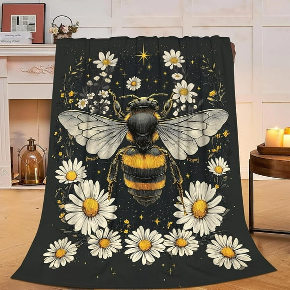 Bee Blanket Honey Bee Fleece Throw Blanket Super Soft Warm Cozy Fuzzy Plush Bumble Bee Stuffed Animal Blanket Gifts for Girls Boys Kids Room Decor 40"X50"