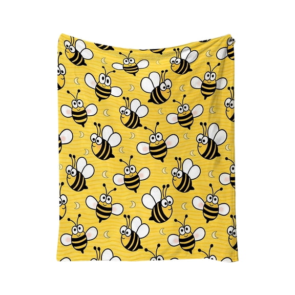 Bee Blanket Honey Yellow Bumblebee Beehive Throw Blanket, Soft Warm Cozy Fleece Fuzzy Plush Flannel Blankets Gifts for Adults