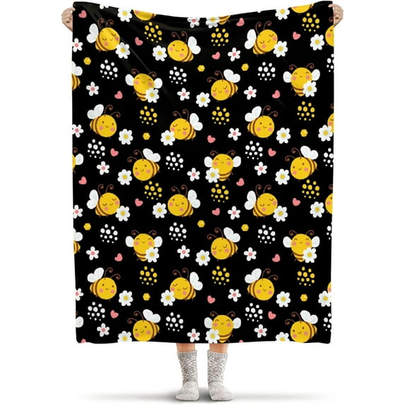 Bee Blanket Lightweight Flannel Throw Blanket Gifts for Girls Women in All Season Blanket for Bed/Couch/Sofa 30"x40" for Baby/Pets