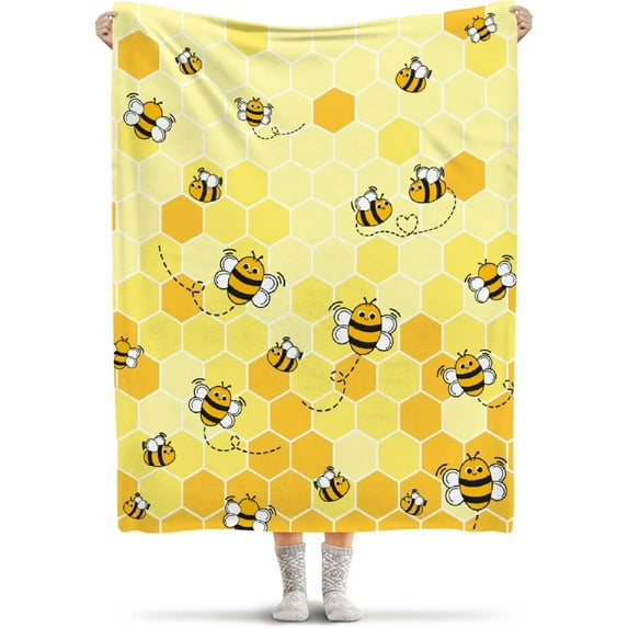 Bee Blanket Lightweight Flannel Throw Blanket Gifts for Girls Women in All Season Blanket for Bed/Couch/Sofa 30"x40" for Baby/Pets