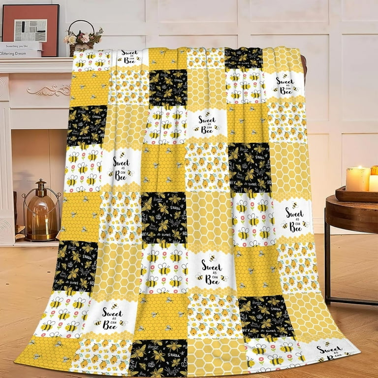 Bee Blanket Nursery Bee Fleece Throw Blanket Fuzzy Plush Super
