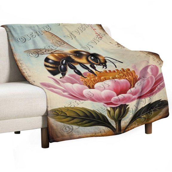 Bee Blanket Bee Themed Bed Blanket Throw Blanket Lightweight Cozy Plush Blanket for Bedroom Living Rooms Sofa Couch Gifts for Kids Adults All Season 50"x60"