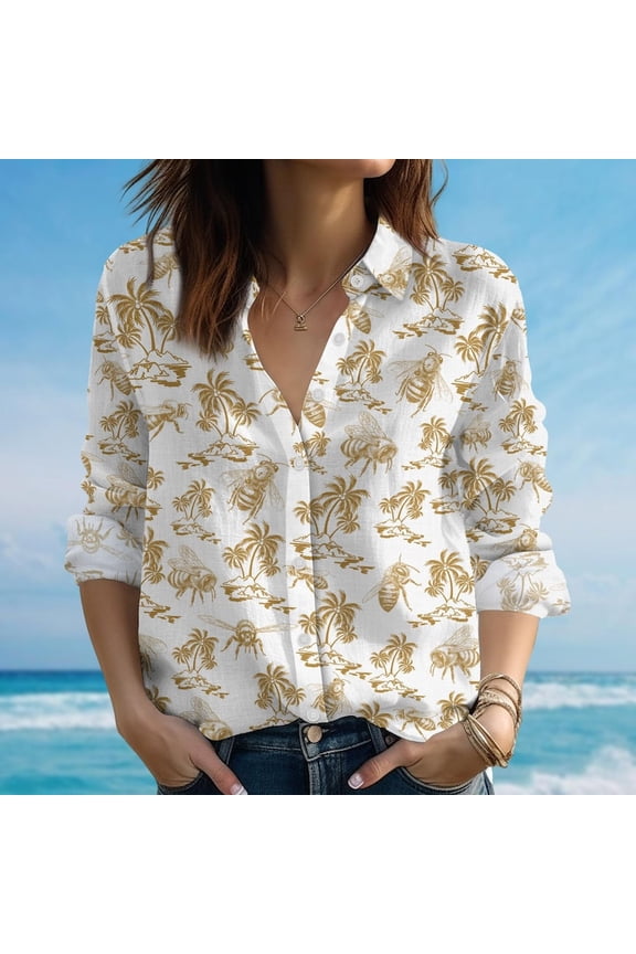 Bee Blouse Shirt, Honey Bee Women's Casual Shirt, Nature Lover Summer Shirt, Beer Lover Vacation Shirt, Nature Lovers Shirt, Gift For Her