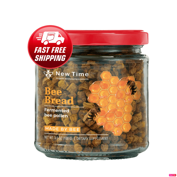Organic Fermented Bee Pollen - Time Bee Bread, 3.5oz / 100g