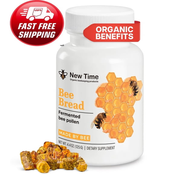 New Organic Time Bee Bread Fermented Bee Pollen 4.4 oz | Natural Superfood
