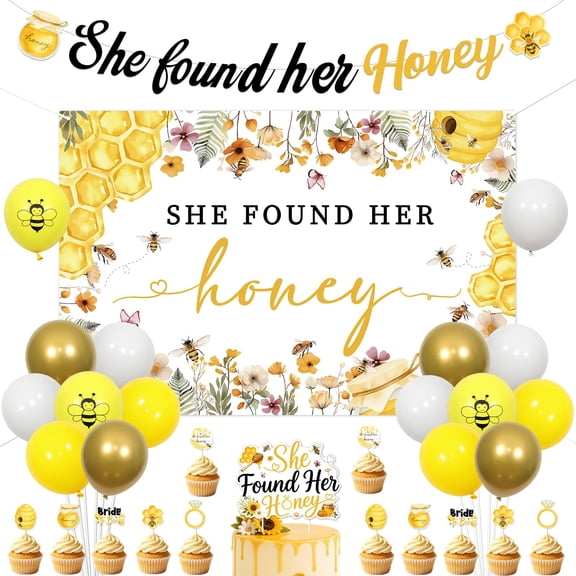 Bee Bridal Shower Party Decorations She Found Her Honey Backdrop VT4