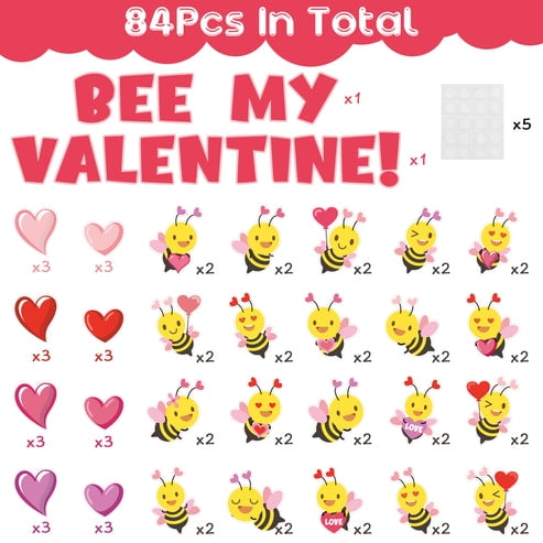Haooryx Bee Heart Shape Paper Cutouts for Bulletin Board Decoration,84 Counts