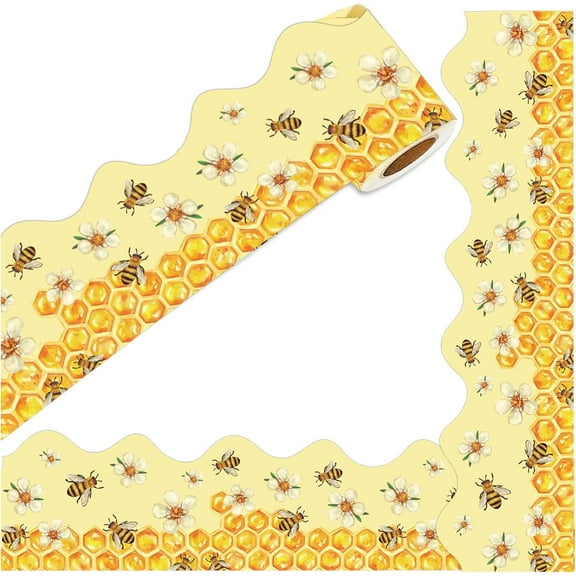 Bee Bulletin Borders 69Ft Bee Honey Bulletin Board Back to School Decoration Borders for World Bee Day Summer Party Home Office Decoration