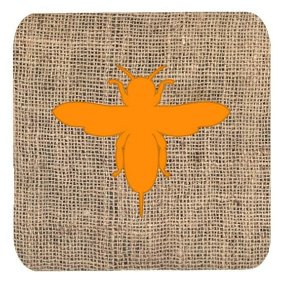 Bee Burlap And Orange Foam Coasters - Set 4, 3.5 x 3.5 In.