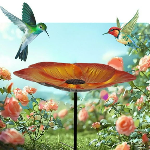 Bee Butterfly Watering Station, 2 Prongs Base Stake Butterfly Bee Feeder for Garden, Bee Bath Bird Feeder with Vivid Flower Design for Garden Yard Patio Decor