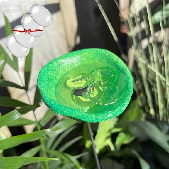 Bee and Butterfly Watering Station for Garden – Pollinator Bath with Floating Glass Marbles – Outdoor Bee Feeder & Butterfly Puddler with Metal Stake – Nature Lover Gift Decor