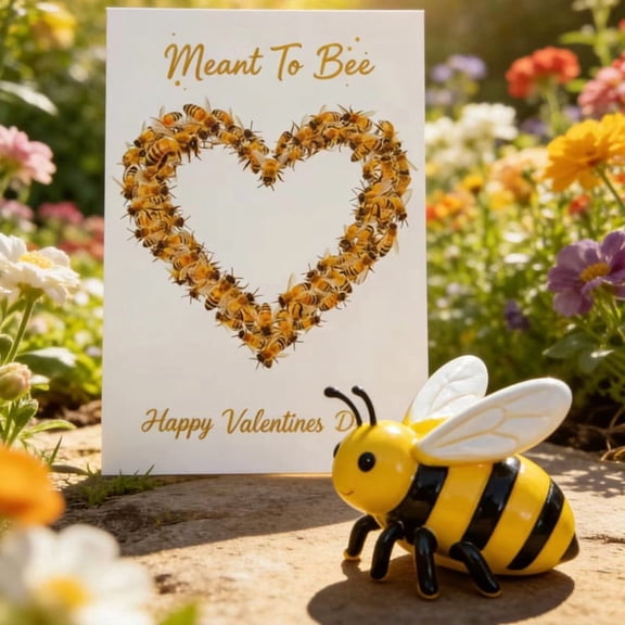 Bee Card & Bee Figurine Gift Set, Cute Bee Themed Home Decor, Tabletop Ornament for Spring & Garden Spaces, Handmade Bee Card with Mini Figurine, Adorable Bee Decor for Living Room, Yellow