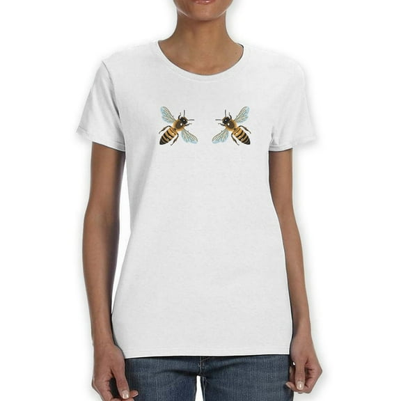 Bee Chest Graphic Women White T-Shirt, Female Large