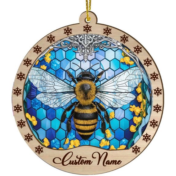 Bee Christmas Ornament, Bee Hanging Ornament, Honey Bee Christmas Decorations, Christmas Tree Ornament, Stained Glass Ornament, Bee Lovers Gifts, Holiday Decorations 8SZpDn (Honey Bee)