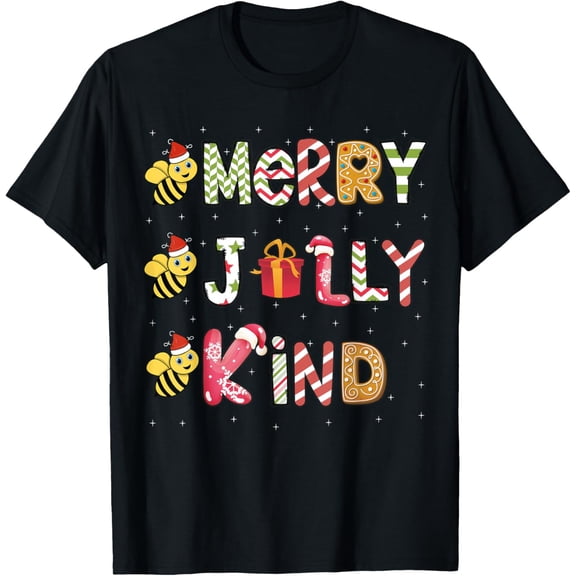 Bee Christmas Teacher Xmas - Be Merry Be Jolly Be Kind Men Women T-Shirt tee