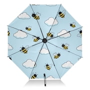 Bee Cloud Pattern Umbrella Folding Sun Umbrella Travel Auto Open Close Large UV50+ 40in