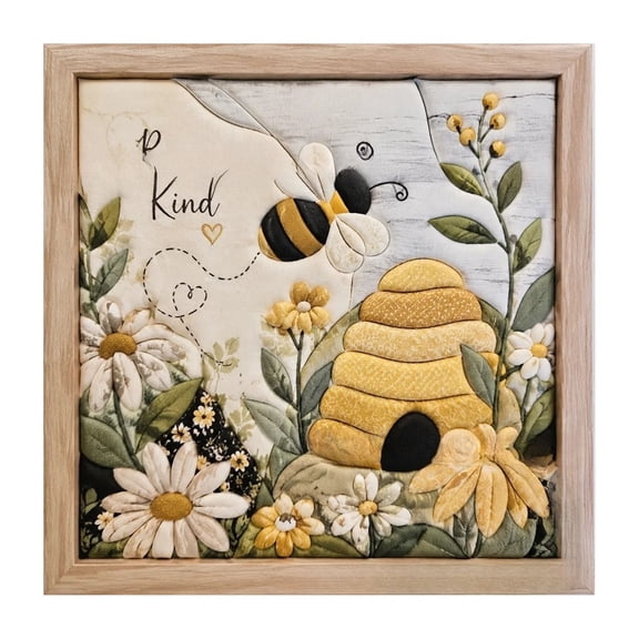Bee Craft Kit with Fabric Shapes for Handmade Wall Art, 3D Texture DIY Project for Beginners, Cheerful Bumblebee Decor Build for Farmhouse Shelves and Summer Porch Displays