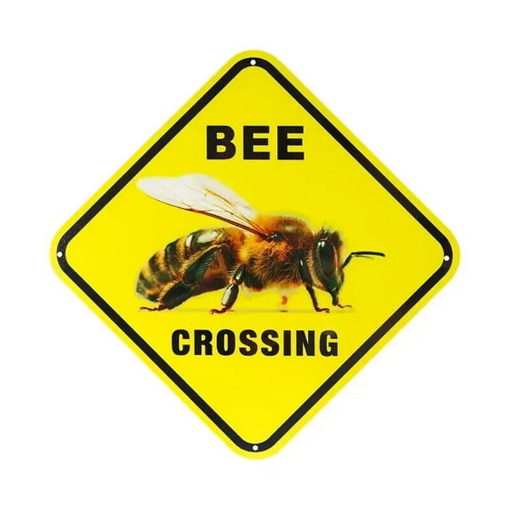 Bee Crossing Metal Tin Sign caution keeper honey beekeeper xing Size: 8 inch x 8 inch