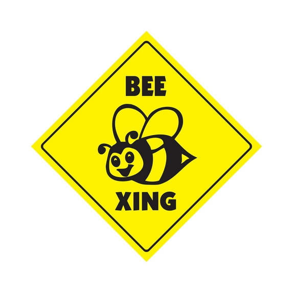 Bee Crossing Sign Zone Xing | Indoor/Outdoor | 20" Tall hive bumble keeper killer honey honeybee sting funny