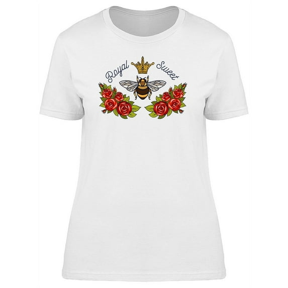 Bee Crown And Red Roses T-Shirt Women -Image by Shutterstock, Female XX-Large