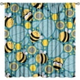 thumbnail image 1 of Bee Curtain Cartoon Cute Bees Green Leaves Pattern for Kids Room Decoration Blackout Print Rod Pocket Window Drapes for Bedroom Living Room 42x63in, 1 of 6