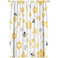 thumbnail image 1 of Bee Curtain Cartoon Cute Bees Yellow Honeycomb Flower Pattern Blackout Print Rod Pocket Window Drapes for Bedroom Living Room 42x63in, 1 of 6