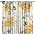 thumbnail image 1 of Bee Curtain Cute Bees White Flowers Hive Pattern Blackout Print Rod Pocket Window Drapes for Bedroom Living Room 42x54in, 1 of 6