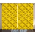 thumbnail image 1 of Ambesonne Bee Curtains 2 Panel Set, Contour Petals Bees Combs, 108" x 96", Yellow and Brown, 1 of 3