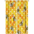thumbnail image 1 of Bee Curtains, Bees Working On Honeycomb Hardworking Insects Print, Bedroom Living Room Kitchen Blackout Window Curtains, 2 Panel Set, 42x63 Inch. Orange, 1 of 1