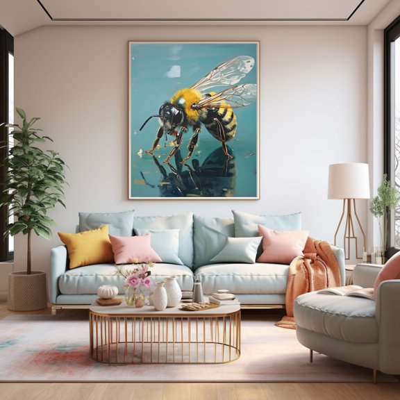 Bee Cute Bee Teal Poster Unframed Paper Print