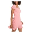 thumbnail image 1 of B. DARLIN Womens Crinkle Mini High Waist Dress, Pink, Juniors, 11/12, 1 of 1