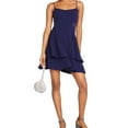 thumbnail image 1 of B. DARLIN Womens Mesh Inset Fit & Flare Dress, Blue, Juniors, 9/10, 1 of 1