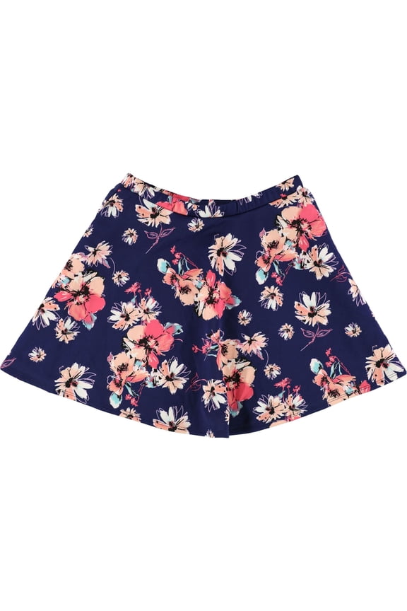 Bee Darlin Womens Printed Flared Skirt, Blue, Juniors, 9/10