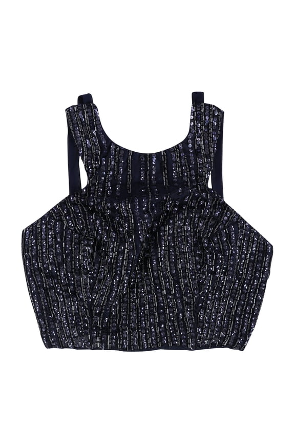 Bee Darlin Womens Sequin Crop Tank Top, Blue, Juniors, 1/2