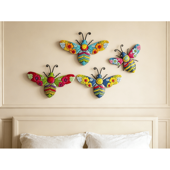 Bee Decor - 3D Rustic Garden Statue, Outdoor Wall Art Figurines, Decorative insectt Sculpture | Backyard Balcony Pathway Fences for Backyard Balcony Pathway Fences