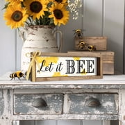Bee Decorations for Home, Wooden Let It Bee Sign Honeycomb Decor, Honey Bee Summer Bumblebee Themed Kitchen Bathroom Room Office Table Wall Desk Shelf Mantel Farmhouse Decor