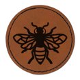 thumbnail image 1 of Bee Drawing 2.5" Faux Leather Round Engraved Iron-On Patch - Brown, 1 of 6