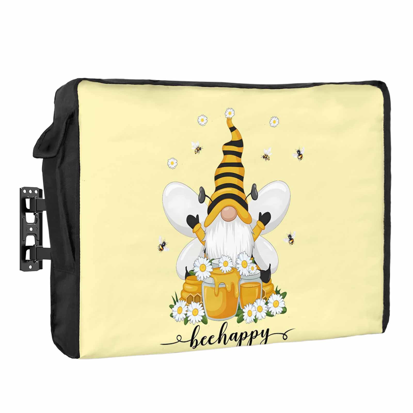 Bee Dwarf Waterproof Outdoor TV Cover, White Daisy Flower Happy Yellow ...