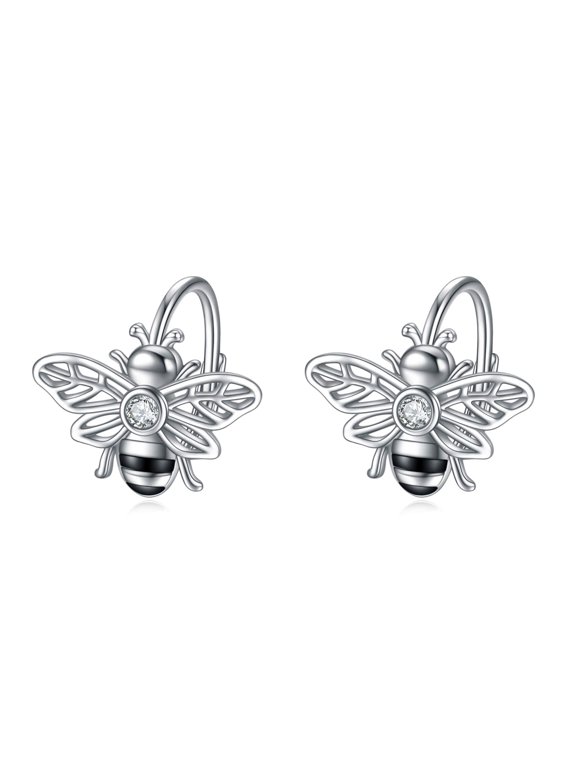 Bee Earrings for Women Sterling Silver Bee Leverback Earrings Honey Bee Earrings Bumble Bee Dangle Earrings Jewelry Gifts