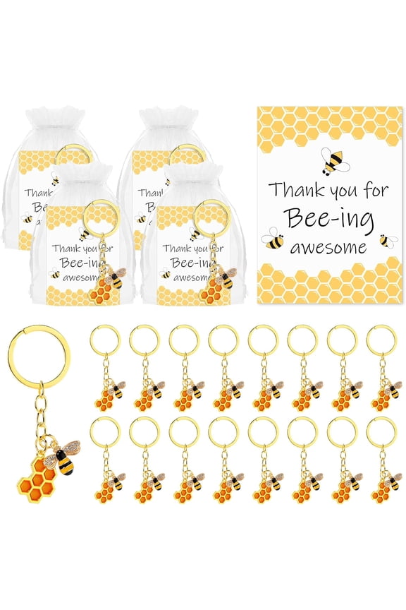 Bee Employee Appreciation Gift Inspirational Bee Keychains Thank You Cards Organza Bag Cute Gifts for Coworker