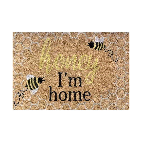 Bee Festival Bee in Crest Coir Doormat with PVC Backing (16x 24 L), #B