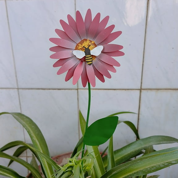 Bee Festival New Outdoor Garden Decoration Iron Art Bee Flower Yard Lawn Flower Pot Sunflower Decoration Garden Decor Outdoor DecorPink