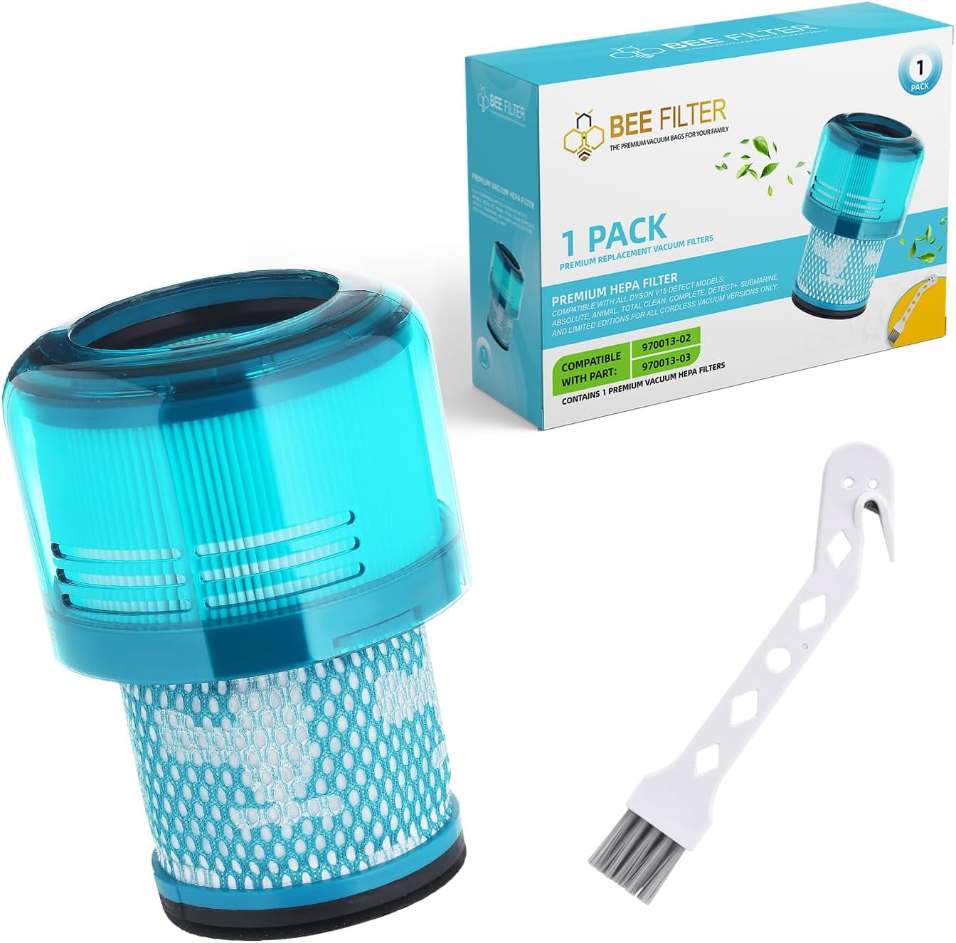 Bee Filter 1-Pack Blue Premium True HEPA Replacement Filter Compatible with Dyson V15 Detect, V15 Detect Absolute, V15 Submarine, V15 Detect Filter, V11 Animal Filter, V11 Filter, Part no. 970013-02 thumbnail 2