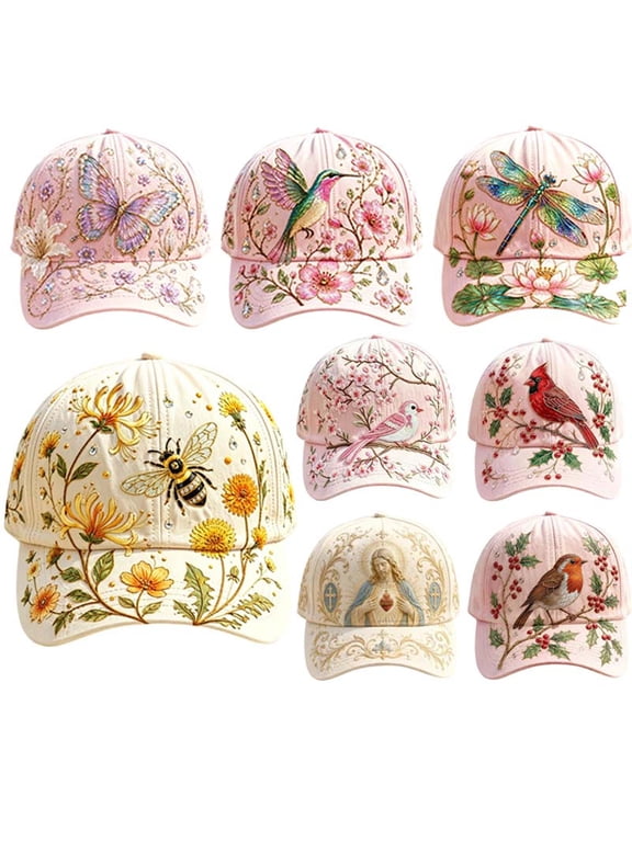 Bee Floral Baseball Cap 3D Digital Print Women Girls Casual Sun Protection Hat Adjustable for Daily Outdoor