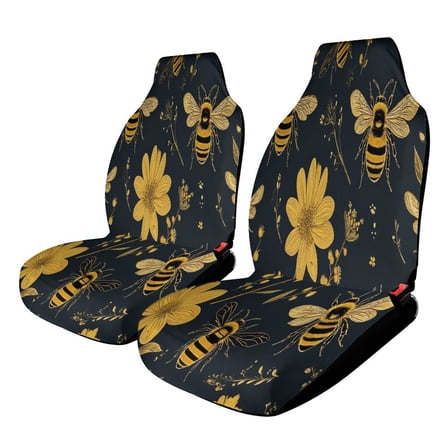 Bee Floral Pattern Car Seat Covers,Universal Auto Front Seats Protector Fits for Car,SUV Sedan,Truck