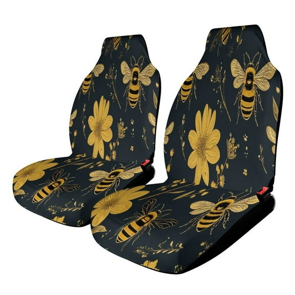 Bee Floral Pattern Car Seat Covers,Universal Auto Front Seats Protector Fits for Car,SUV Sedan,Truck