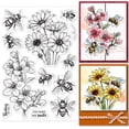 thumbnail image 1 of Bee Flower Clear Stamp Flowers Plants Clear Rubber Stamps Insect Bees Silicone Stamps for DIY Scrapbooking Photo Album Decorative Cards Making Home Decoration 6.3x4.33inch, 1 of 8