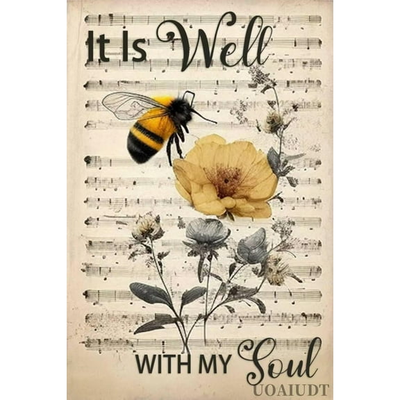 Bee Flower Diamond Art Kits for Adults - 5D It Is Well With My Soul Diamond Painting Kits for Beginners,DIY Full Drill,Gem Art Kits for Home Wall Decor 12x16 Inch