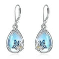 thumbnail image 1 of Bee/Flower/Butterfly Moonstone Earrings, 925 Sterling Silver Teardrop Drop, Hypoallergenic Female Stud Earrings, 1 of 6
